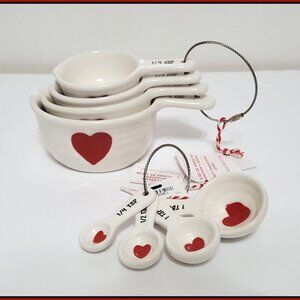 NEW RARE Williams Sonoma 8 Piece Measuring Heart Cup and Spoon Set NIB